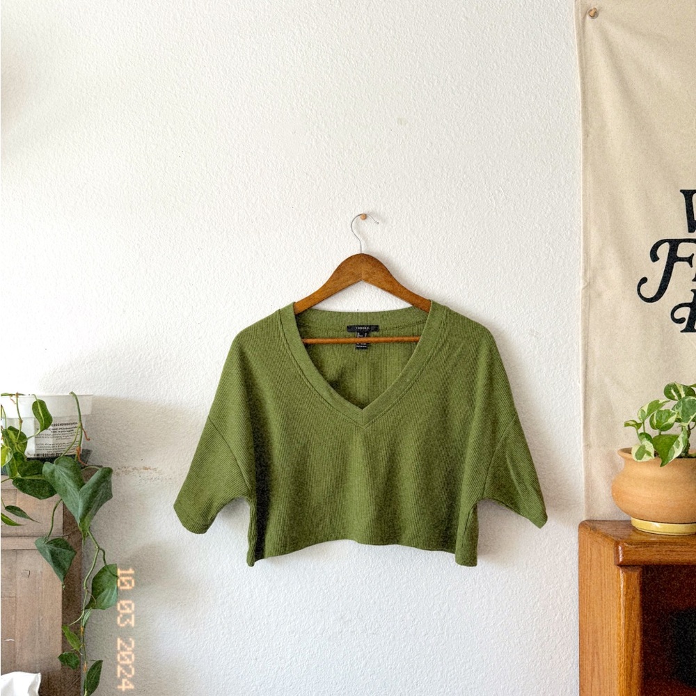 Olive green Crop top